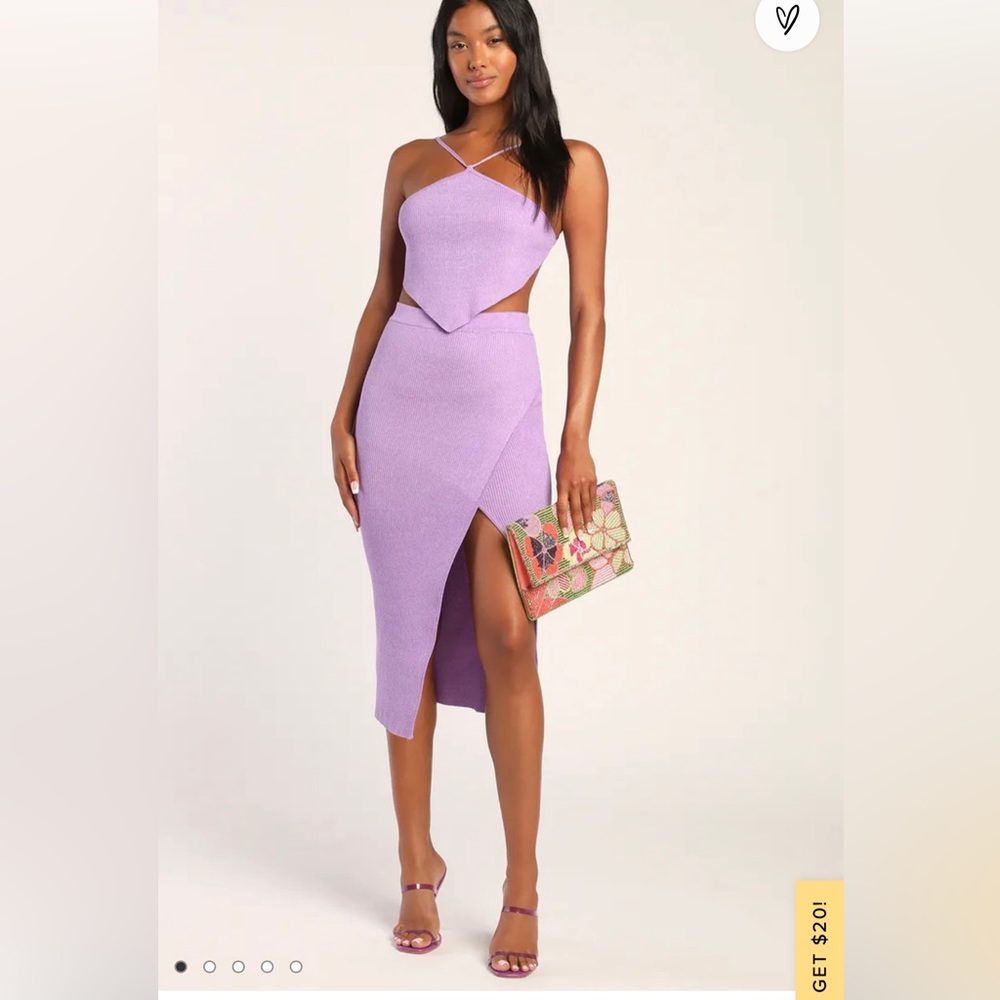 Lulus 2 piece purple halter knit set